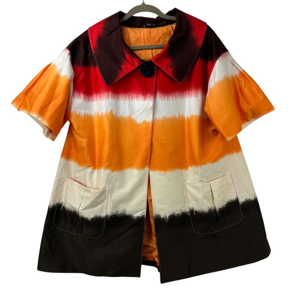 Ellen Tracy Women's XS Gradient Multicolor Short Sleeve Jacket Front Pockets